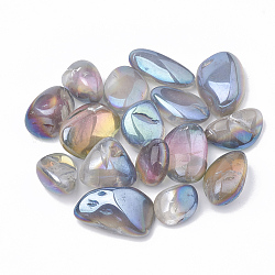 Placage sous vide perles de cristal de quartz naturel, pierre roulée, pas de trous / non percés, pépites, bleu acier clair, 15~35x9~25x6~25mm, environ130 pcs / 1000 g.