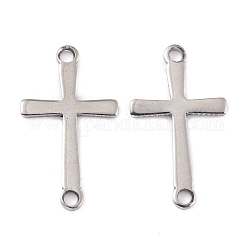 201 Stainless Steel Links Connectors, Cross, Stainless Steel Color, 17x9.5x0.8mm, Hole: 1.2mm