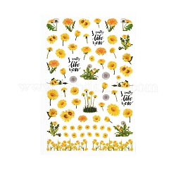 Nagelkunst Aufkleber Abziehbilder, Nagelspitzen Dekorationen für Frauen, Blumenmuster, Gelb, 95x65 mm
