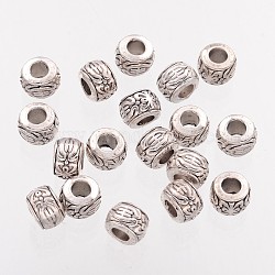 Rondelle Spacer tibetischen Stil Perlen, Bleifrei und Nickel frei und Cadmiumfrei, Antik Silber Farbe, ca. 8 mm Durchmesser, 5.5 mm dick, Bohrung: 3.5 mm