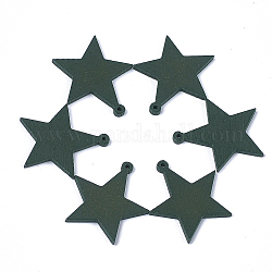 Pendenti in legno verniciato a spruzzo, stella, grigio ardesia scuro, 33x31x2.5mm, Foro: 1.5 mm