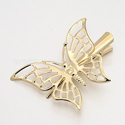 Filigrana di ferro scoperte clip di capelli coccodrillo farfalla, oro chiaro, 56mm, vassoio per farfalle: 48x60 mm