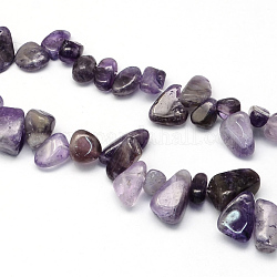 Natural Amethyst Stone Bead Strands, Chip, 10~15x6~12x3~7mm, Hole: 1mm, about 56pcs/strand, 15inch
