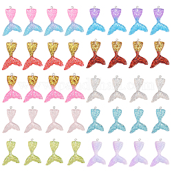 SUNNYCLUE 40Pcs 10 Color Resin Mermaid Tail Charms Flatback Pendants with Hole 2mm for DIY Jewelry Making Earring Bracelets Necklace Ornament Scrapbook DIY Crafts