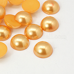Half Round Domed Imitated Pearl Acrylic Cabochons, Gold, 18x9mm