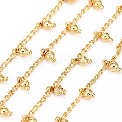 Handgefertigte Perlenketten aus Messing, mit Messingkanten und Spule, langlebig plattiert, gelötet, Bleifrei und cadmium frei, Runde, echtes 18k vergoldet, 2.8x1.8x0.3 mm, Runde: 6x3x3 mm, ca. 32.8 Fuß (10m)/Rolle
