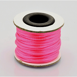 マクラメラテール中国結び作り用コードラウンドナイロン編み込みひも糸  サテンコード  ショッキングピンク  2mm  約10.93ヤード（10m）/ロール