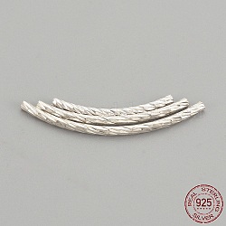 925 Sterling Silver Beads, Tube, Fancy Cut, Silver, 20x1.5mm, Hole: 1mm