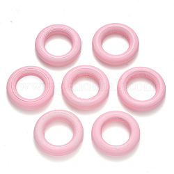 Spray Painted Maple Wood Linking Rings, Pink, 33x6mm