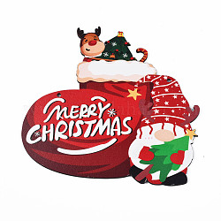 Подвесной орнамент из дерева, рождественский дверной знак, Новогодняя тема, чулок, красные, 185x175x3.5 мм, отверстие : 4 мм