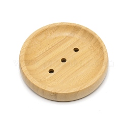 Caja de jabón de bambú natural redonda plana, accesorios para platos de ducha y bañera, para esponjas y estropajos, blanco navajo, 100x17mm