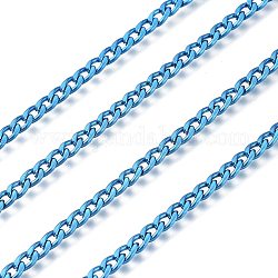 Elektrophorese 304 Bordsteinketten aus rostfreiem Stahl, ungeschweißte, mit Spule, Verdeck blau, 4.2x2.6x0.6 mm, ca. 32.8 Fuß (10m)/Rolle