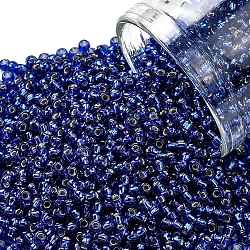 Toho perles de rocaille rondes, Perles de rocaille japonais, (2206c) bleu nuit étoilé doublé d'argent, 11/0, 2.2mm, Trou: 0.8mm, environ 5555 pcs/50 g