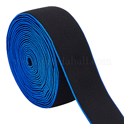 BENECREAT 5 Yards Cornflower Blue Flat Elastic, Black Plush Comfort Elastic with Coloured Edges, Flat Nylon Elastic for Curtains, Trouser Waists, Clothes and DIY Crafts, 1.5mm Thick