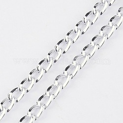 Aluminium Twisted Chains Curb Chains, Unwelded, Oval, Silver, 8x5x1mm