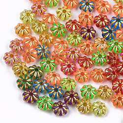 Beschichtung Acryl-Perlen, Metall umschlungen, Blume, Mischfarbe, 6.5x3.5 mm, Bohrung: 1 mm, ca. 7000 Stk. / 500 g