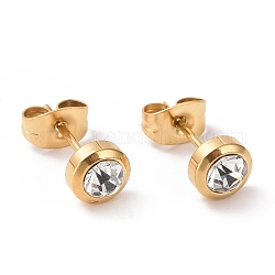 Boucles d'oreilles colonne strass, bijoux en acier inoxydable plaqué or 304 pour femme, cristal, 15x6mm, pin: 0.8 mm