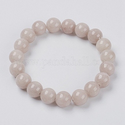 Bracelet extensible avec perles en jade jaune naturel, teinte, ronde, blush lavande, 2 pouce (5 cm), perles: 6 mm
