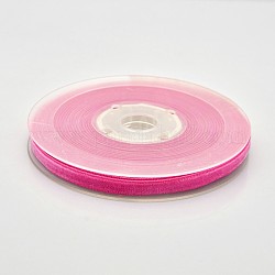 Polyester Samtband für Geschenkverpackung und Festivaldekoration, tief rosa, 1/4 Zoll (7 mm), etwa 70 yards / Rolle (64 m / Rolle)