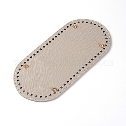 Fond ovale en cuir pu, pour sac à tricoter, accessoires de bricolage fait main, gris foncé, 25.2x12x0.4~1 cm, Trou: 5mm