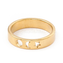 304 anillo de dedo de luna y estrella de acero inoxidable para mujer, dorado, nosotros tamaño 7 3/4 (17.9 mm)