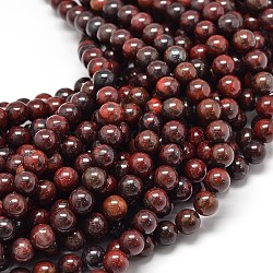 Natural Brecciated Jasper Round Beads Strands, 8mm, Hole: 1mm, about 48pcs/strand, 15.5 inch