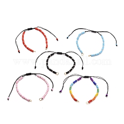 Fabbricazione di bracciali in filo di nylon intrecciato regolabile, con perline di vetro e 304 anello di salto in acciaio inossidabile, colore misto, 5-1/4~11-1/8 pollice (13.5~28.2 cm)