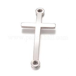 201 Stainless Steel Links connectors, Latin Sideways Cross, Stainless Steel Color, 24.5x11.5x1mm, Hole: 1.5mm