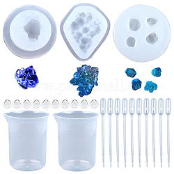 Kits de joyería de diy sunnyclue, con moldes de silicona, pipetas de transferencia de plástico y vaso medidor, cunas de látex, blanco, moldes: 3 unids / set