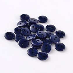 Boutons de couture en résine ronde et plate pour la création de costumes avec 2 trou, bleu de Prusse, 11.5x2mm, Trou: 1mm