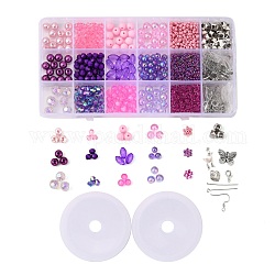 DIY Earring Bracelet Necklace Making Kit, Including Acrylic & Glass Seed & Plastic & Glass Beads, Feather & Deer & Butterfly & Heart Alloy Charms, Iron Earring Hooks, Mixed Color