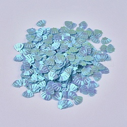 Accesorios de adorno paillette plástico / cuentas de lentejuelas, sin agujero / perlas sin perforar, formas de concha, azul aciano, 6x8x0.6 mm, 45359 aproximamente piezas / libra