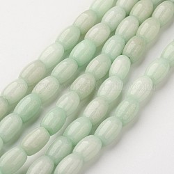 Chapelets de perles de jade naturel, teinte, ovale, aigue-marine, 9x6mm, Trou: 1mm, Environ 41 pcs/chapelet, 15.11 pouces