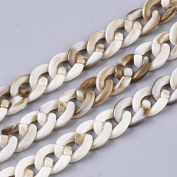 Catene per cordoli fatte a mano in acrilico, stile gemstone imitato, bianco antico, 14x10x3mm, circa 39.37 pollice (1 m)/filo
