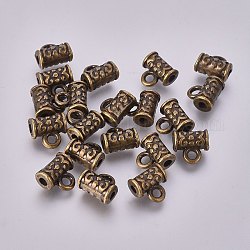Fianzas de tubo de aleación de estilo tibetano, fianzas de bucle, abalorios de fianza, Sin cadmio y níque y plomo, Bronce antiguo, 7x7x5mm, agujero: 1.5 mm, diámetro interior: 1.6 mm