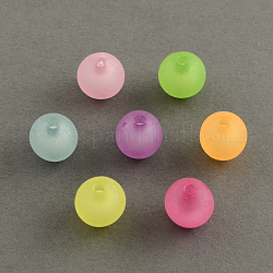 Frosted Acrylic Beads, Bead in Bead, Round, Mixed Color, 19~20mm, Hole: 3mm, about 115pcs/500g