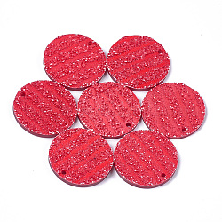 Resin Pendants, Flat Round, Red, 34.5x4mm, Hole: 2mm