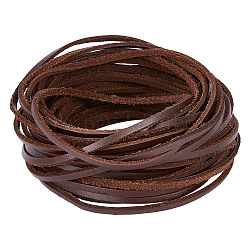 Cordón de joyería de cuero plano gorgecraft, material de toma de diy joyas, coco marrón, 3x2mm, alrededor de 10.94 yarda (10 m) / rollo