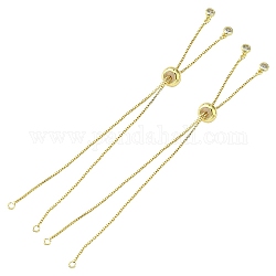 Rack Plating Brass Box Chain Slider Bracelets, with Cubic Zirconia Charm, Long-Lasting Plated, for Adjustable Link Bracelet Making, Golden, Single Chain Length: about 11.5~12cm