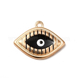 Emaille Anhänger Legierung, golden, Auge mit bösen Blick, Schwarz, 17.5x23x3 mm, Bohrung: 1.8 mm