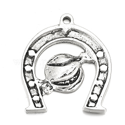 Tibetan Style Alloy Big Pendants, Matte Style,Horse Shoes, Cadmium Free & Nickel Free & Lead Free, Thailand Sterling Silver Plated, 60.5x51x3.5mm, Hole: 4mm