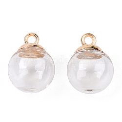 Ciondoli palla di vetro, con risultati in plastica ccb, tondo, chiaro, 21x15.5~16mm, Foro: 2.6 mm