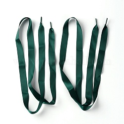 Flache Schnürsenkel aus glattem Polyestersatin, für Schuhzubehör, dunkelgrün, 1210x20 mm, 2 Stück / Paar