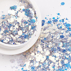 Laser-glänzender Nagelkunst-Glitter, Maniküre Pailletten, diy sparkly paillette Tipps Nagel, Alice blau, 39x15.5 mm