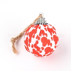 Schaumstoffball, mit Plastik- und Stoffbesatz, Weihnachtsbaum Dekorationen, mit Hanfseil, Runde, Herzmuster, 133 mm