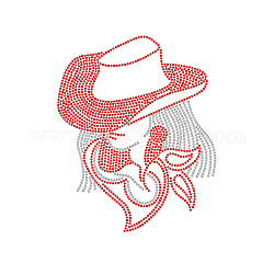 SUPERDANT Cowgirl Red Crystal Rhinestone Heat Transfer Cool Girl Rhinestone Iron on Hotfix Transfer Decal Costume Decor for T-Shirt Vest Shoes Hat Jacket Decor Clothing DIY Accessories