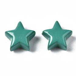 Spruzzare fascino ottone verniciato, stella, verde acqua, 10x10.5x5.5mm, Foro: 2 mm