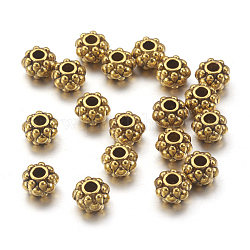 Tibetische Stil Perlen, Antik Golden Farbe, Bleifrei und cadmium frei, Blume, Größe: 6.5x4.5 mm dick, Bohrung: 1 mm