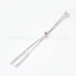 Adjustable Brass Micro Pave Cubic Zirconia Chain Bracelet Making, Slider Bracelets Making, Platinum, 240~250mm, 1mm, Hole: 1.5mm