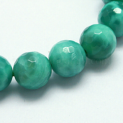 Natural Peacock Agate Beads Strands, Dyed, Faceted, Round, 8mm, Hole: 1mm